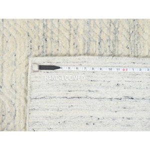 5'10"x9' Beige, Variegated Textured Modern Design, Natural Wool Hand Loomed, Oriental Rug FWR387636
