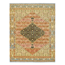 Load image into Gallery viewer, 8&#39;x10&#39;2&quot; Sunset Colors, Tabriz Mahi with Fish Design Reinvented, Densely Woven Hand Spun Wool Hand Knotted, Oriental Rug FWR387648