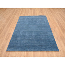 Load image into Gallery viewer, 5&#39;x7&#39;1&quot; Denim Blue, Hand Loomed, Tone on Tone, Modern Design Soft and Plush Wool, Oriental Rug FWR387696