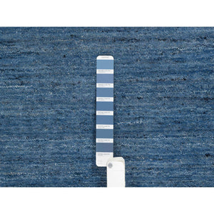 5'x7'1" Denim Blue, Hand Loomed, Tone on Tone, Modern Design Soft and Plush Wool, Oriental Rug FWR387696