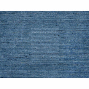 5'x7'1" Denim Blue, Hand Loomed, Tone on Tone, Modern Design Soft and Plush Wool, Oriental Rug FWR387696