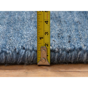 5'x7'1" Denim Blue, Hand Loomed, Tone on Tone, Modern Design Soft and Plush Wool, Oriental Rug FWR387696