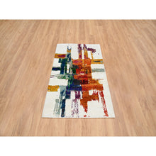 Load image into Gallery viewer, 3&#39;x5&#39; Colorful, Modern Abstract Motifs Painter&#39;s Brush Strokes, Wool and Sari Silk, Hand Knotted, Oriental Rug FWR388080
