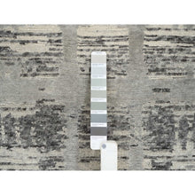 Load image into Gallery viewer, 2&#39;x3&#39; Light Gray, Modern Design, Hand Spun Undyed Natural Wool, Hand Knotted, Mat Oriental Rug FWR388104