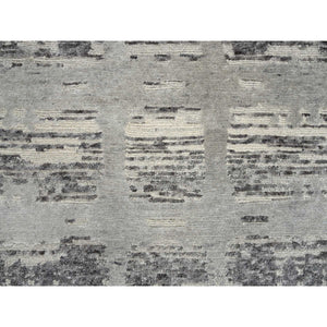 2'x3' Light Gray, Modern Design, Hand Spun Undyed Natural Wool, Hand Knotted, Mat Oriental Rug FWR388104
