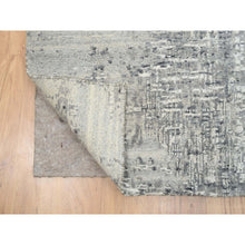 Load image into Gallery viewer, 8&#39;1&quot;x16&#39; Light Gray, Modern Design, Hand Spun Undyed Natural Wool, Hand Knotted, Gallery Size Runner Oriental Rug FWR388134