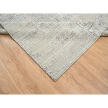 Load image into Gallery viewer, 8&#39;1&quot;x16&#39; Light Gray, Modern Design, Hand Spun Undyed Natural Wool, Hand Knotted, Gallery Size Runner Oriental Rug FWR388134