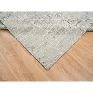 8'1"x16' Light Gray, Modern Design, Hand Spun Undyed Natural Wool, Hand Knotted, Gallery Size Runner Oriental Rug FWR388134