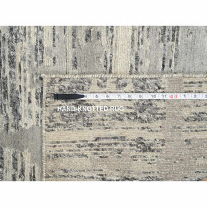 2'7"x23'8" Light Gray, Hand Spun Undyed Natural Wool, Hand Knotted, Modern Design, XL Runner Oriental Rug FWR388176