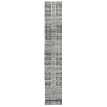 Load image into Gallery viewer, 2&#39;6&quot;x20&#39; Light Gray, Modern Design, Hand Spun Undyed Natural Wool, Hand Knotted, XL Runner Oriental Rug FWR388182