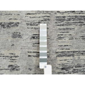 2'6"x20' Light Gray, Modern Design, Hand Spun Undyed Natural Wool, Hand Knotted, XL Runner Oriental Rug FWR388182