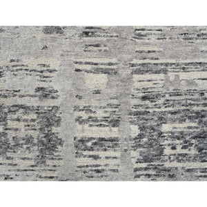 2'6"x20' Light Gray, Modern Design, Hand Spun Undyed Natural Wool, Hand Knotted, XL Runner Oriental Rug FWR388182