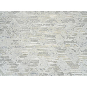 5'1"x7'3" Light Gray, Modern Design, Hand Spun Undyed Natural Wool, Hand Knotted, Oriental Rug FWR388194