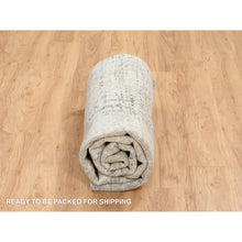 Load image into Gallery viewer, 7&#39;10&quot;x7&#39;10&quot; Light Gray, Hand Spun Undyed Natural Wool, Hand Knotted, Modern Design, Round Oriental Rug FWR388200