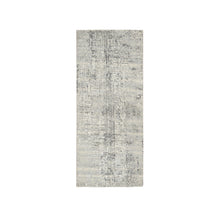 Load image into Gallery viewer, 2&#39;7&quot;x6&#39; Light Gray, Hand Spun Undyed Natural Wool, Hand Knotted, Modern Design, Runner Oriental Rug FWR388230