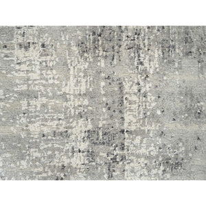 2'6"x6' Light Gray, Modern Design, Hand Spun Undyed Natural Wool, Hand Knotted, Runner Oriental Rug FWR388242