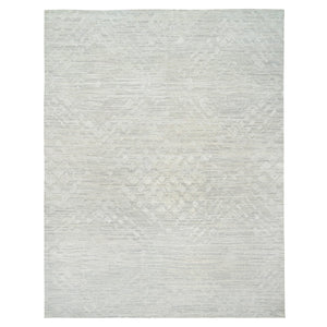 14'1"x18' Light Gray, Hand Knotted, Modern Design, Hand Spun Undyed Natural Wool, Oversized Oriental Rug FWR388254