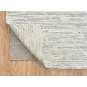 14'1"x18' Light Gray, Hand Knotted, Modern Design, Hand Spun Undyed Natural Wool, Oversized Oriental Rug FWR388254