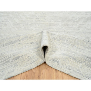 14'1"x18' Light Gray, Hand Knotted, Modern Design, Hand Spun Undyed Natural Wool, Oversized Oriental Rug FWR388254