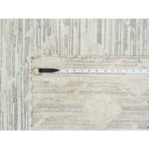 14'1"x18' Light Gray, Hand Knotted, Modern Design, Hand Spun Undyed Natural Wool, Oversized Oriental Rug FWR388254