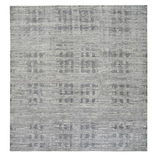 Load image into Gallery viewer, 14&#39;x14&#39; Light Gray, Modern Design, Hand Spun Undyed Natural Wool, Hand Knotted, Square Oriental Rug FWR388260