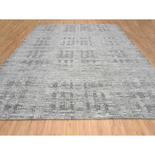Load image into Gallery viewer, 14&#39;x14&#39; Light Gray, Modern Design, Hand Spun Undyed Natural Wool, Hand Knotted, Square Oriental Rug FWR388260