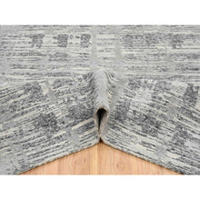 Load image into Gallery viewer, 14&#39;x14&#39; Light Gray, Modern Design, Hand Spun Undyed Natural Wool, Hand Knotted, Square Oriental Rug FWR388260