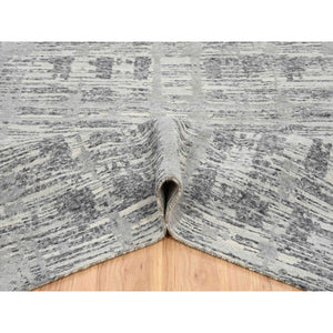 14'x14' Light Gray, Modern Design, Hand Spun Undyed Natural Wool, Hand Knotted, Square Oriental Rug FWR388260