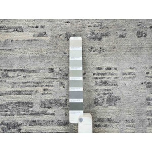 14'x14' Light Gray, Modern Design, Hand Spun Undyed Natural Wool, Hand Knotted, Square Oriental Rug FWR388260
