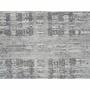 14'x14' Light Gray, Modern Design, Hand Spun Undyed Natural Wool, Hand Knotted, Square Oriental Rug FWR388260