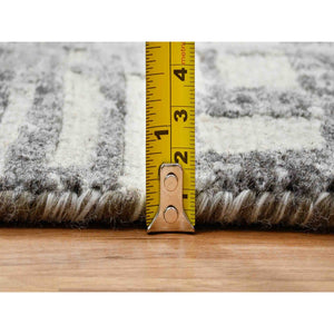 14'x14' Light Gray, Modern Design, Hand Spun Undyed Natural Wool, Hand Knotted, Square Oriental Rug FWR388260