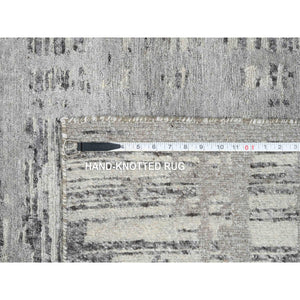 14'x14' Light Gray, Modern Design, Hand Spun Undyed Natural Wool, Hand Knotted, Square Oriental Rug FWR388260