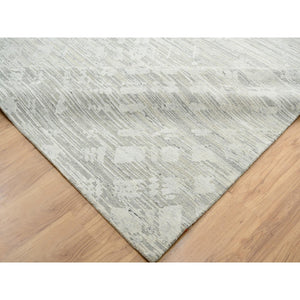 14'x19'9" Light Gray, Hand Spun Undyed Natural Wool, Hand Knotted, Modern Design, Oversized Oriental Rug FWR388272