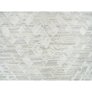 14'x19'9" Light Gray, Hand Spun Undyed Natural Wool, Hand Knotted, Modern Design, Oversized Oriental Rug FWR388272