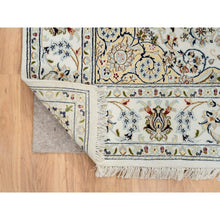 Load image into Gallery viewer, 6&#39;x6&#39; Ivory, Wool Hand Knotted, Nain with Center Medallion Flower Design, 250 KPSI, Square Oriental Rug FWR388338