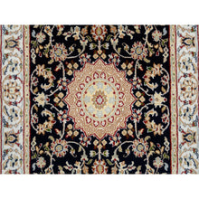 Load image into Gallery viewer, 2&#39;7&quot;x16&#39;4&quot; Midnight Blue, Hand Knotted, Nain with Flower Medallion Design, 250 KPSI, Wool, Oriental XL Runner Rug FWR388428