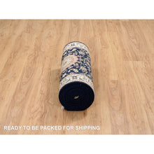 Load image into Gallery viewer, 2&#39;7&quot;x16&#39;4&quot; Midnight Blue, Hand Knotted, Nain with Flower Medallion Design, 250 KPSI, Wool, Oriental XL Runner Rug FWR388428