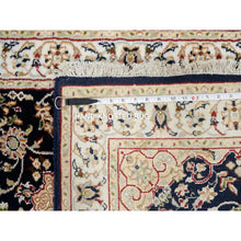 Load image into Gallery viewer, 2&#39;7&quot;x16&#39;4&quot; Midnight Blue, Hand Knotted, Nain with Flower Medallion Design, 250 KPSI, Wool, Oriental XL Runner Rug FWR388428