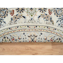 Load image into Gallery viewer, 6&#39;x6&#39; Ivory, Nain with Center Medallion Flower Design, 250 KPSI, Wool, Hand Knotted, Round Oriental Rug FWR388476