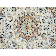 Load image into Gallery viewer, 4&#39;x4&#39; Ivory, Nain with Center Medallion Flower Design, 250 KPSI, Wool, Hand Knotted, Square, Oriental Rug FWR388500