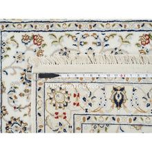 Load image into Gallery viewer, 3&#39;1&quot;x3&#39;1&quot; Ivory, Nain with All Over Flower Design, 250 KPSI, Hand Knotted, Pure Wool, Square Oriental Rug FWR388536
