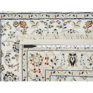 3'1"x3'1" Ivory, Nain with All Over Flower Design, 250 KPSI, Hand Knotted, Pure Wool, Square Oriental Rug FWR388536