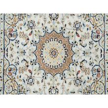Load image into Gallery viewer, 3&#39;1&quot;x3&#39;1&quot; Ivory, 250 KPSI, Nain with Center Medallion Flower Design, Wool, Hand Knotted, Square Oriental Rug FWR388548