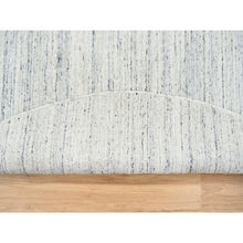 Load image into Gallery viewer, 7&#39;10&quot;x7&#39;10&quot; Ivory, Soft Pile Pure Wool Hand Loomed, Plain Modern Striae Design, Round Oriental Rug FWR388632