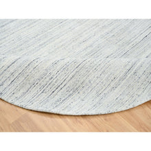 Load image into Gallery viewer, 7&#39;10&quot;x7&#39;10&quot; Ivory, Soft Pile Pure Wool Hand Loomed, Plain Modern Striae Design, Round Oriental Rug FWR388632