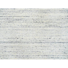 Load image into Gallery viewer, 7&#39;10&quot;x7&#39;10&quot; Ivory, Soft Pile Pure Wool Hand Loomed, Plain Modern Striae Design, Round Oriental Rug FWR388632
