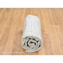 Load image into Gallery viewer, 7&#39;10&quot;x7&#39;10&quot; Ivory, Soft Pile Pure Wool Hand Loomed, Plain Modern Striae Design, Round Oriental Rug FWR388632