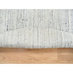 6'x6' Ivory, Plain Modern Striae Design Soft Pile, Soft Wool Hand Loomed, Round Oriental Rug FWR388668