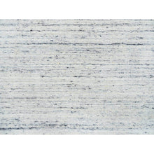 Load image into Gallery viewer, 5&#39;x7&#39; Ivory, Hand Loomed Plain Modern Striae Design, Soft Pile Extra Soft Wool, Oriental Rug FWR388674