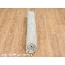 Load image into Gallery viewer, 5&#39;x7&#39; Ivory, Hand Loomed Plain Modern Striae Design, Soft Pile Extra Soft Wool, Oriental Rug FWR388674